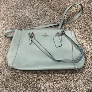 Coach Light Blue Sparkly Leather Shoulder Bag